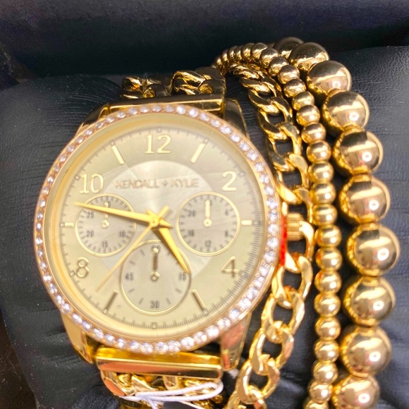Kendall & Kylie Accessories - Kendall & Kylie, Chunky Double Chain Watch and Layered Bracelet, Boutique